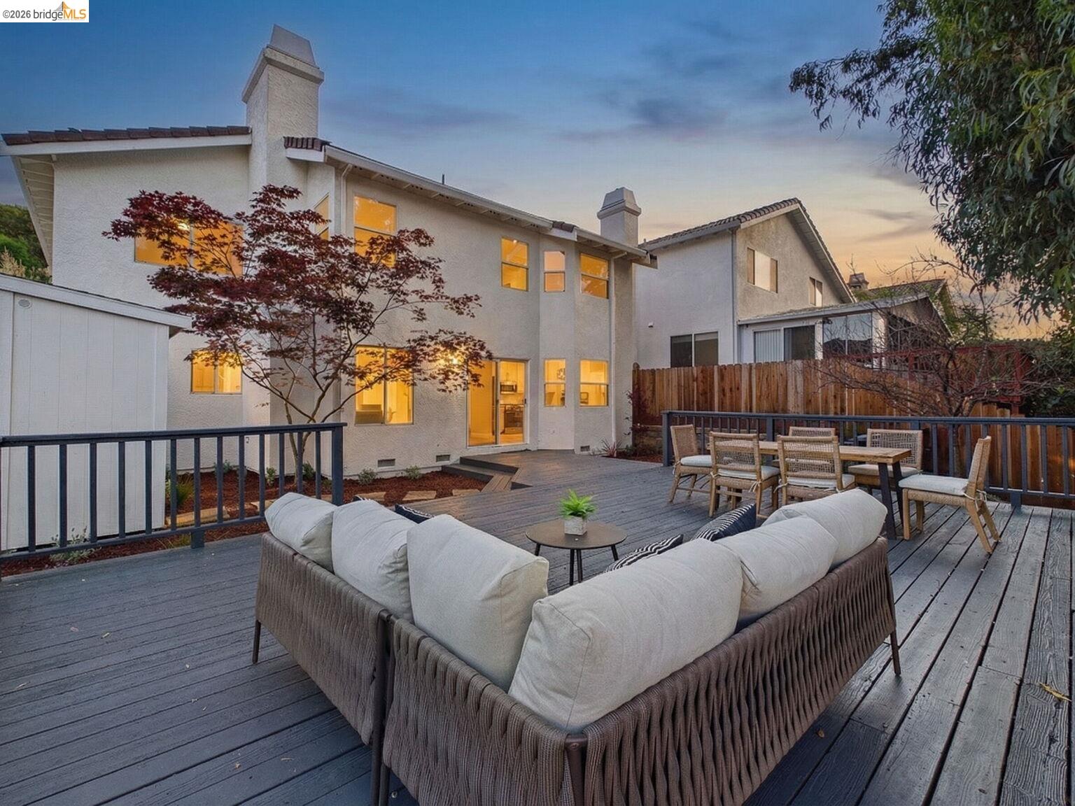 2392 Austin Court Castro Valley, CA 94546 - Photo 7 of 60 Deck at dusk with outdoor lounge area