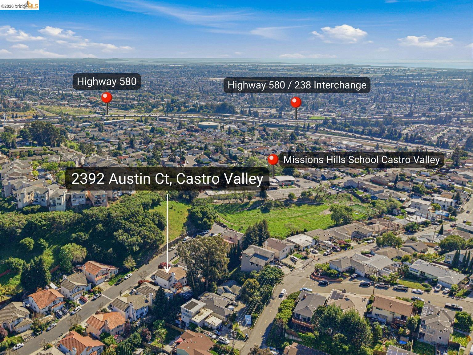 2392 Austin Court Castro Valley, CA 94546 - Photo 9 of 60 Aerial view of property's location featuring nearby suburban area