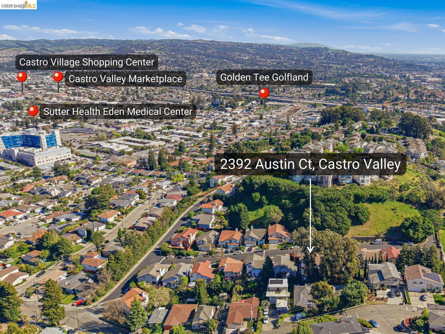 2392 Austin Court Castro Valley, CA 94546 - Photo 10 of 60 Aerial view of property and surrounding area with nearby suburban area