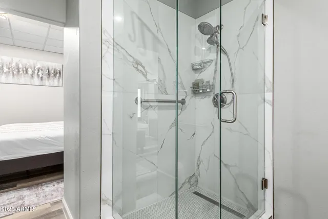 a bathroom with a shower