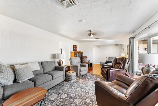 a living room with furniture