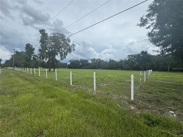 a view of a field with an ocean
