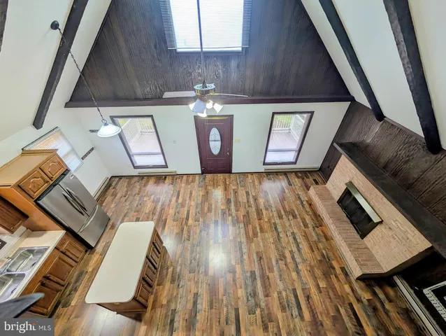 an empty room with windows