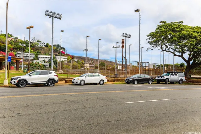 a view of a city street with double deck