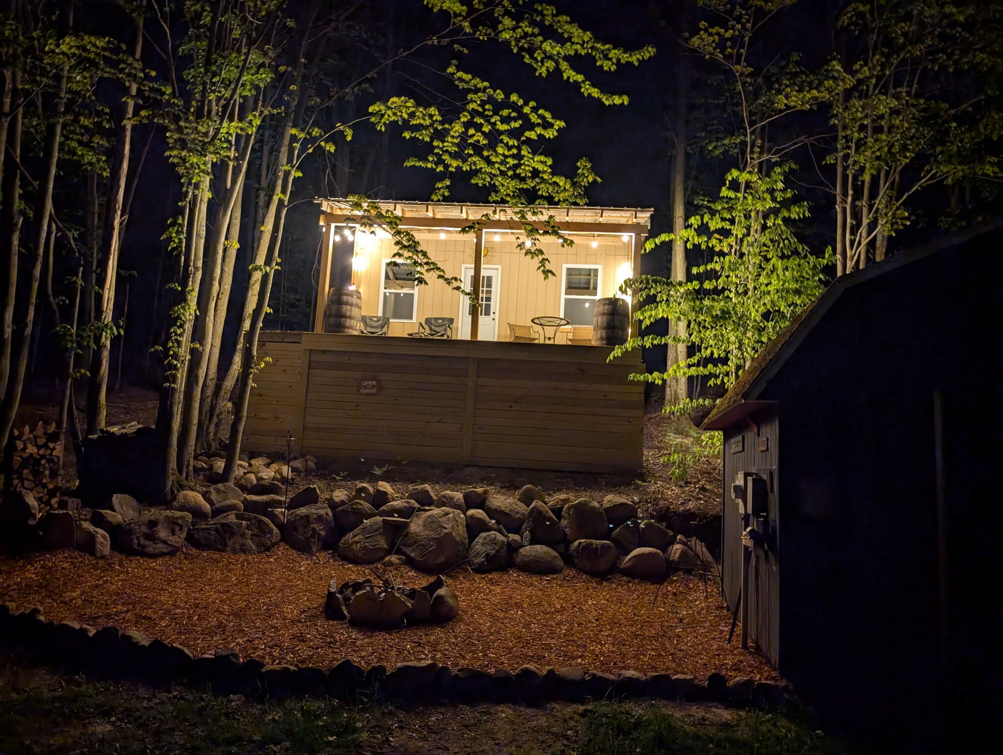 Cabin at night