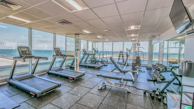 a view of a room with gym equipment