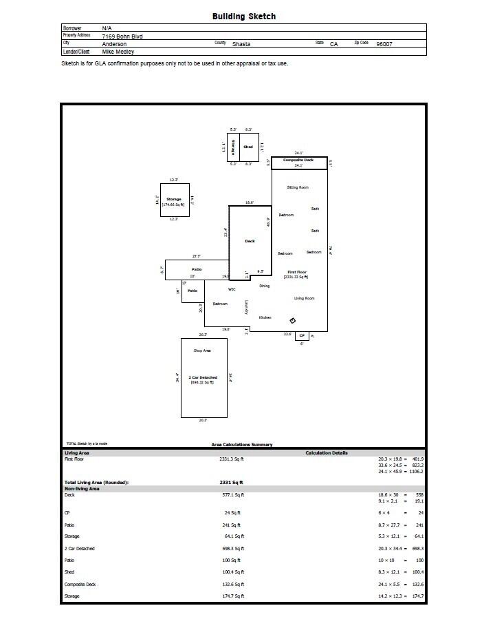 7169 Bohn Boulevard Anderson, CA 96007 - Photo 39 of 40 Building Sketch