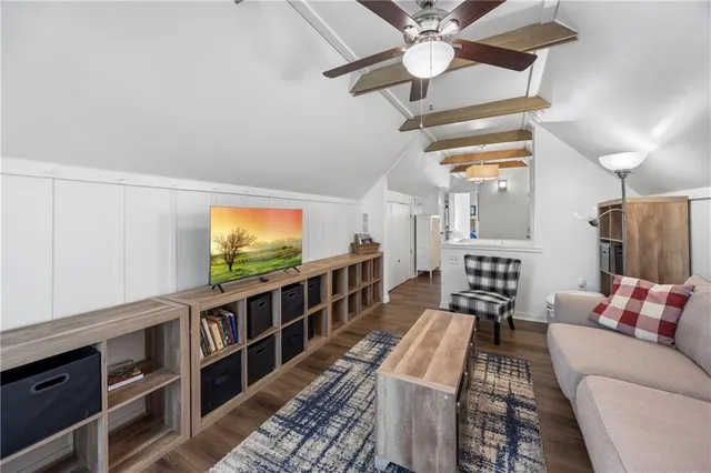 a view of a lake in middle of forest