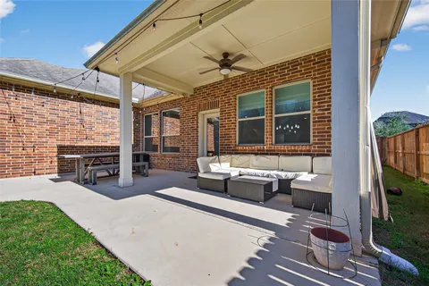 a building outdoor space with patio