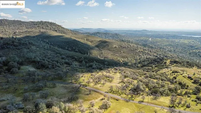 a view of a mountain from a yard