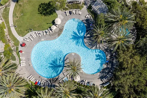 an outdoor view of a swimming pool