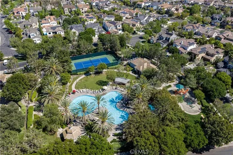 an aerial view of a residential houses with outdoor space