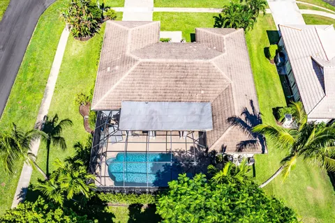 an aerial view of a house