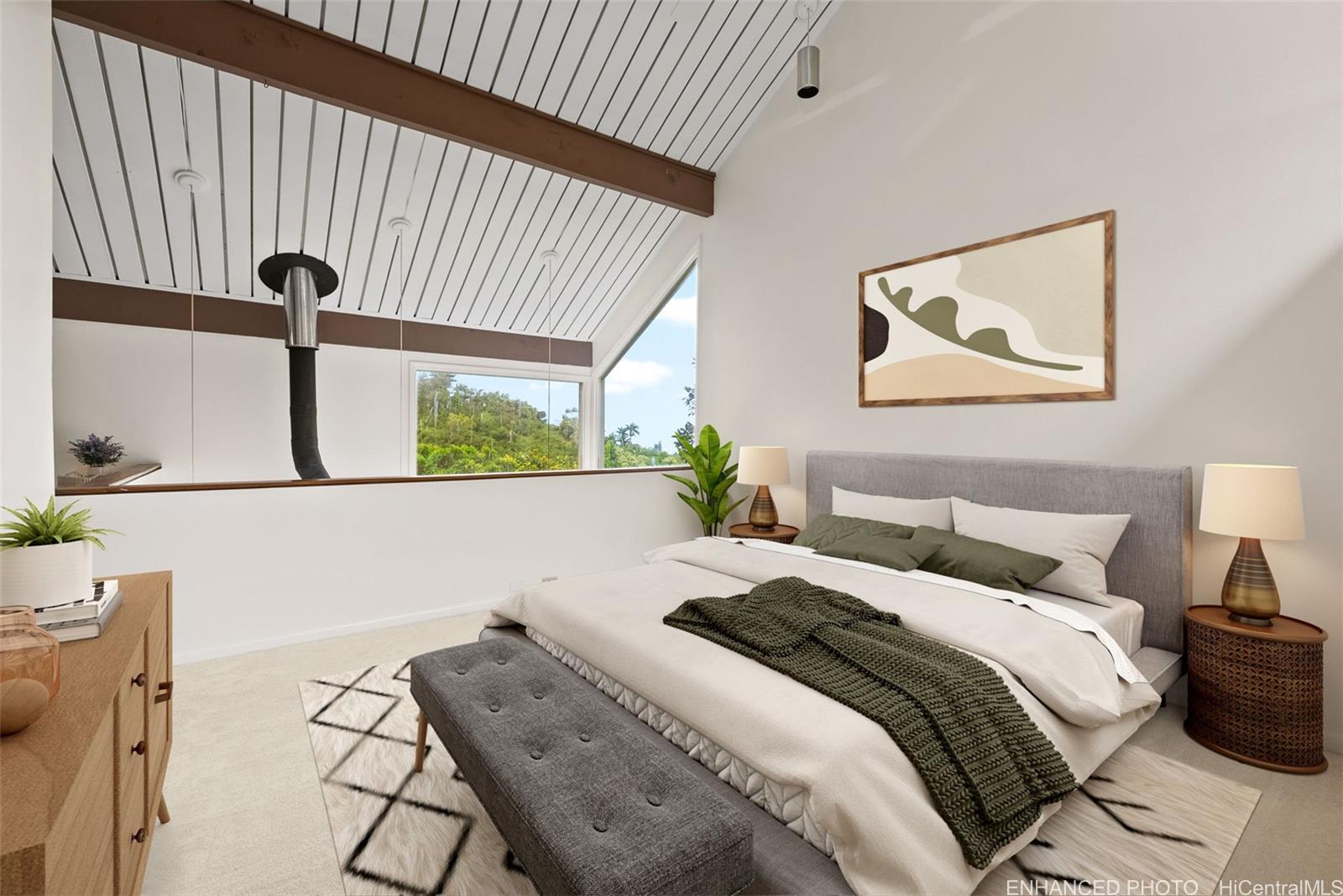 156 Forest Ridge Way Honolulu, HI 96822 - Photo 14 of 25 a bedroom with a bed and a large window