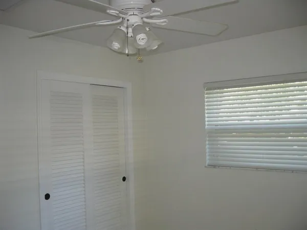 a view of a small space with a window