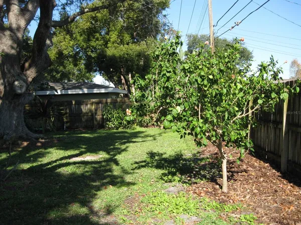 a backyard of a house with lots of green space