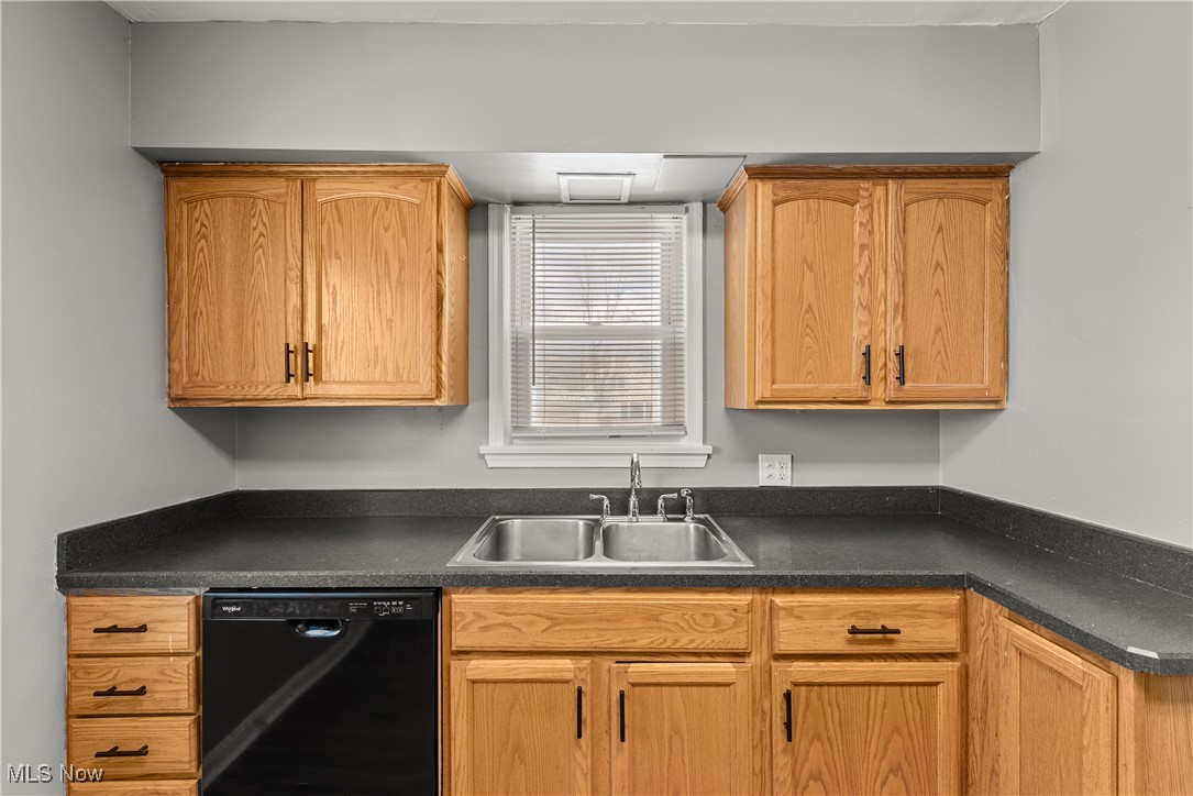 4041 Wilmington Road Cleveland, OH 44121 - Photo 15 of 38 Kitchen featuring black dishwasher and dark countertops