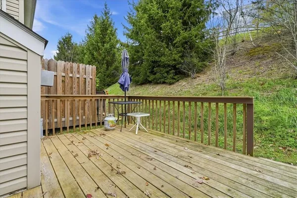a view of deck with wooden floor and outdoor seating