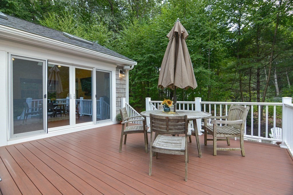 520 Burroughs Road Boxborough, MA 01719 - Photo 23 of 34 a view of a deck with table and chairs and wooden floor