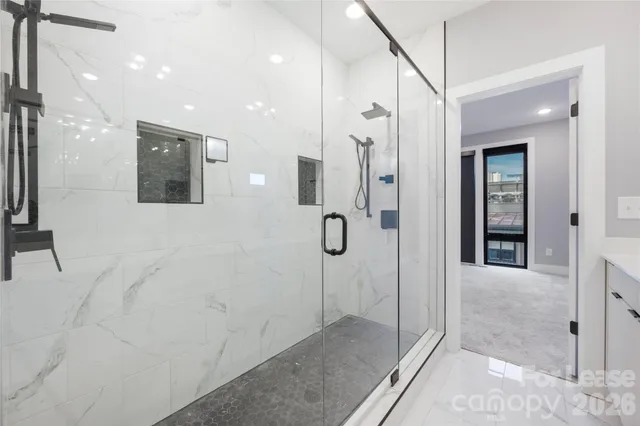 a bathroom with a shower