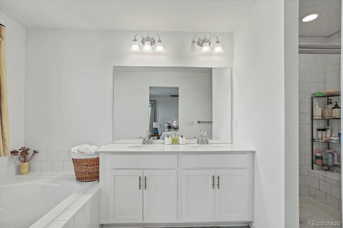 9790 Mount Kataka Point Littleton, CO 80125 - Photo 17 of 32 a bathroom with a sink and a mirror