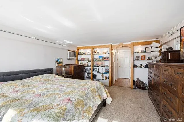 a bed room with a bed and a television