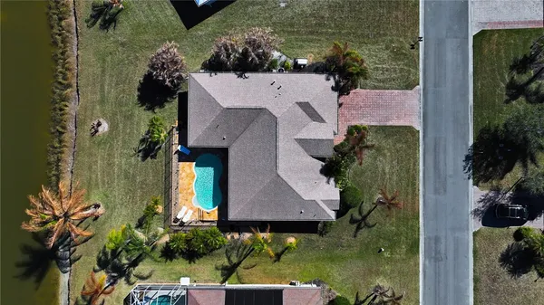 an aerial view of a house
