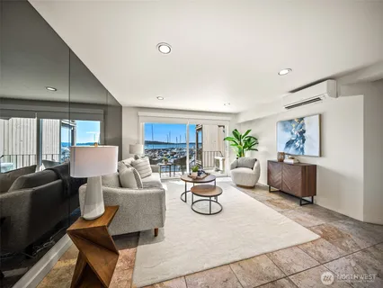 a living room with furniture and a couch