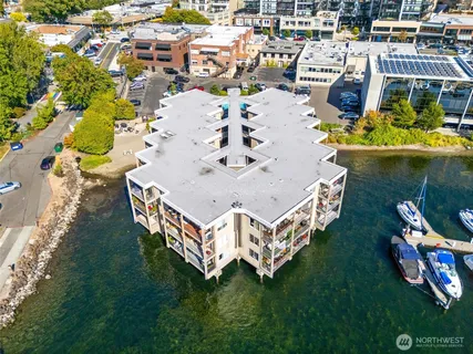 a aerial view of a house with a garden