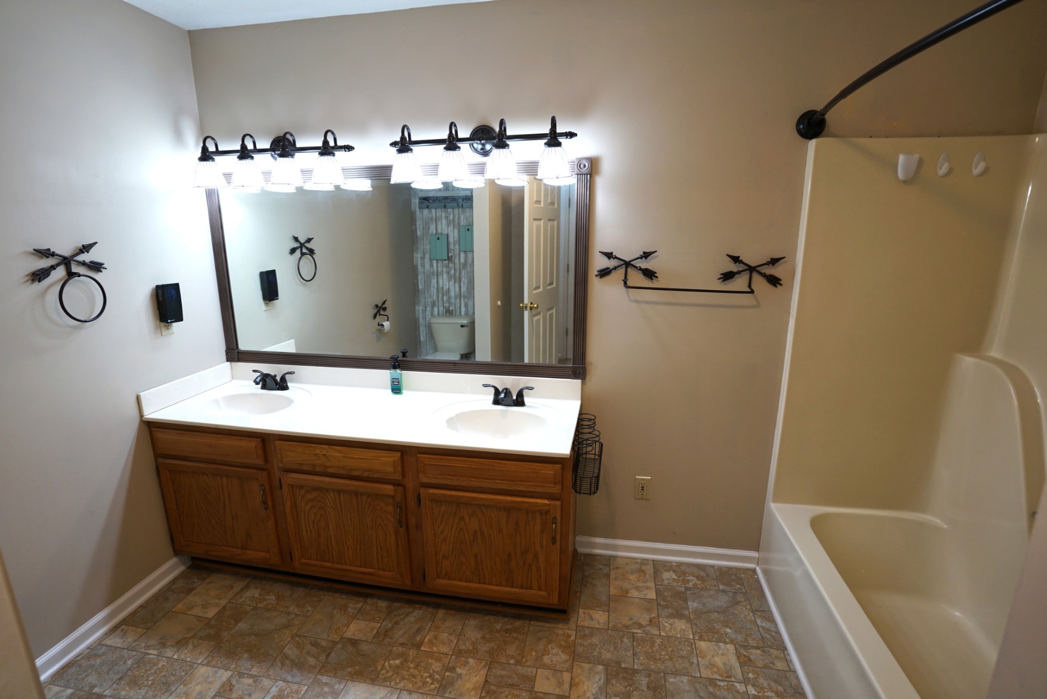 1168 West Grab Creek Road Dickson, TN 37055 - Photo 28 of 37 a bathroom with a double vanity sink mirror and toilet
