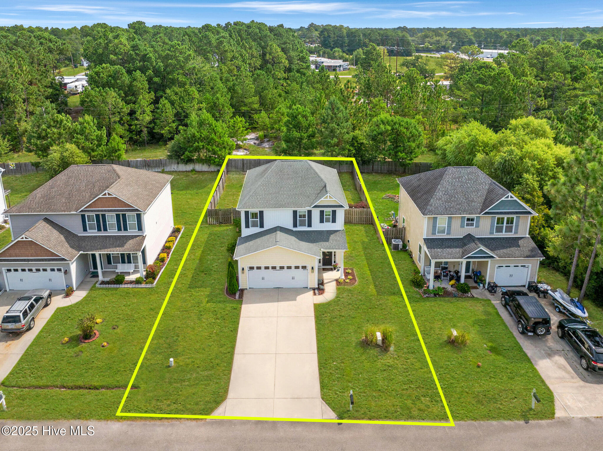 206 Bungalow Road Holly Ridge, NC 28445 - Photo 39 of 41 Front Aerial with Property Line