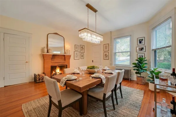 a fireplace with a clock on top of it