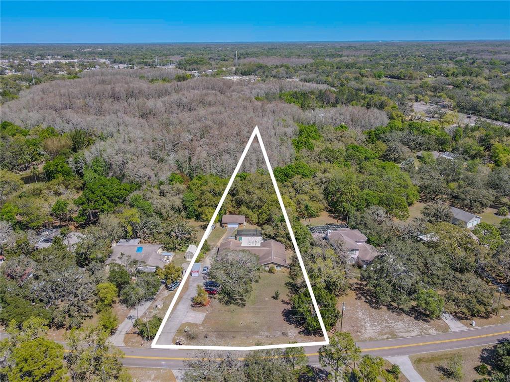 an aerial view of a house