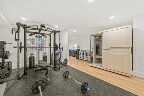 a view of a room with gym equipment