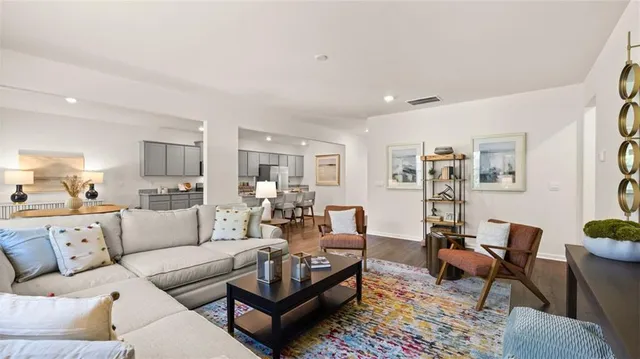 a bedroom with a bed and furniture