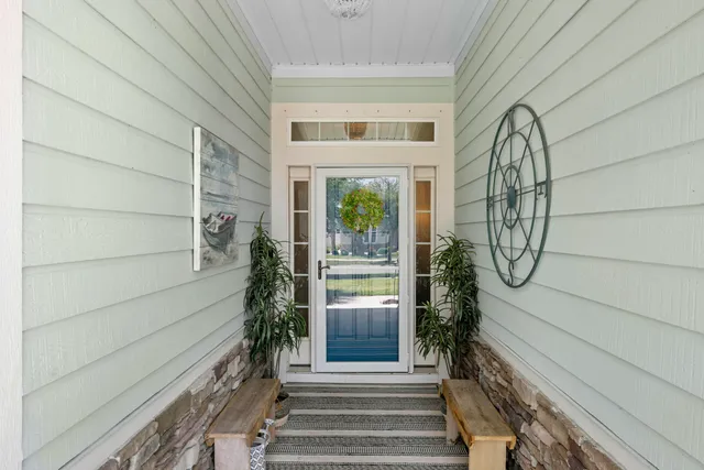 a view of wooden door