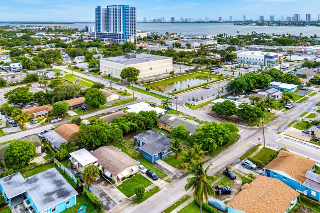 an aerial view of a city