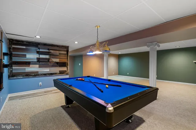 a room with pool table