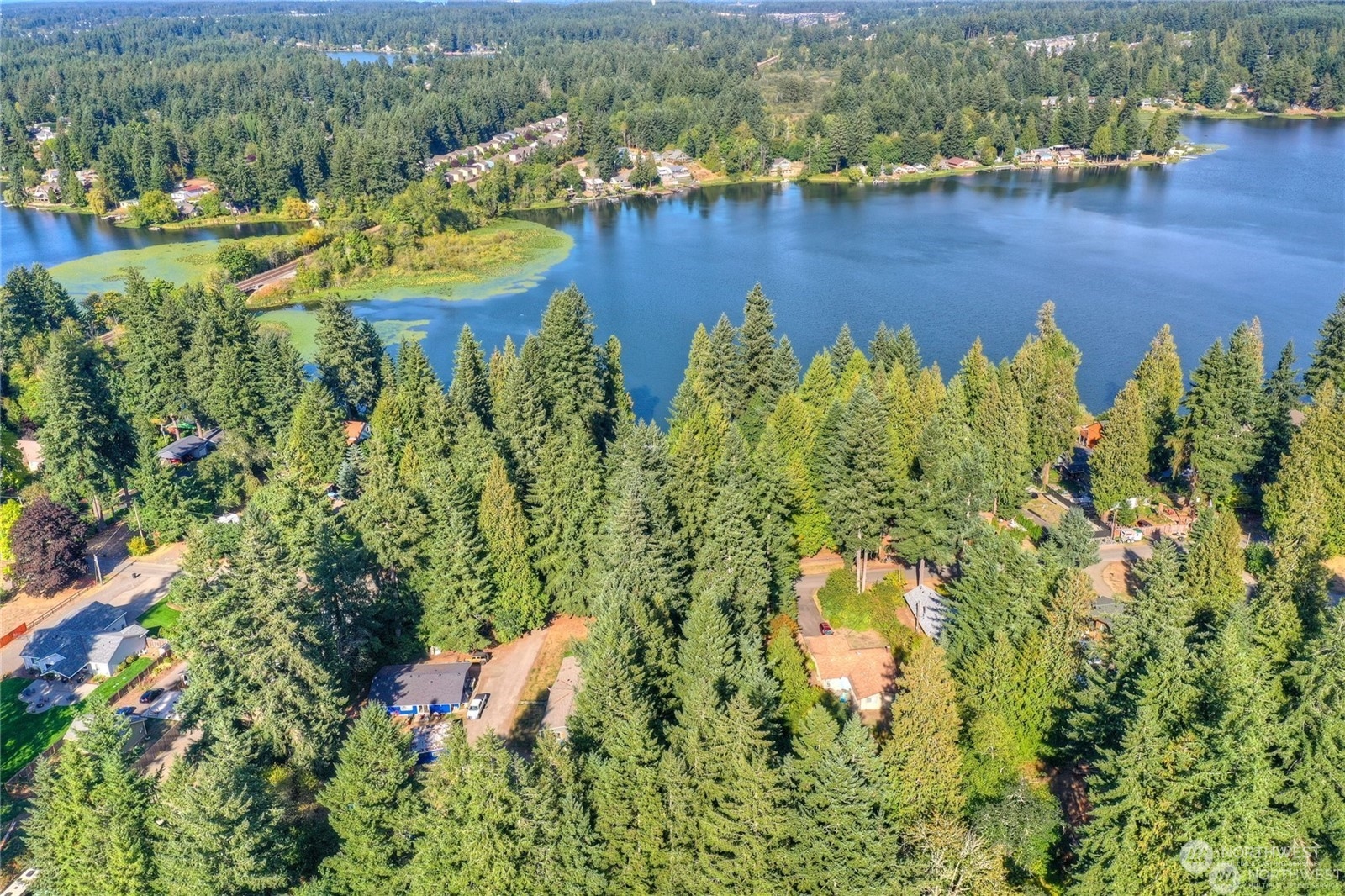 7349 Fair Oaks Road Southeast Olympia, WA 98513 - Photo 5 of 6 an aerial view of residential houses with outdoor space and lake view
