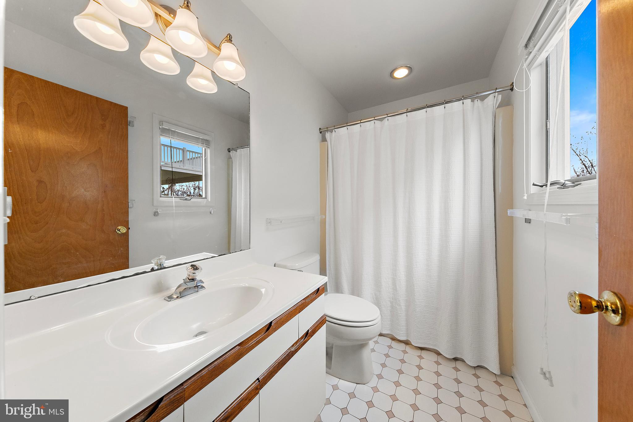 20 East 8th Street Barnegat Light, NJ 08006 - Photo 40 of 80 a bathroom with a sink a toilet and a mirror