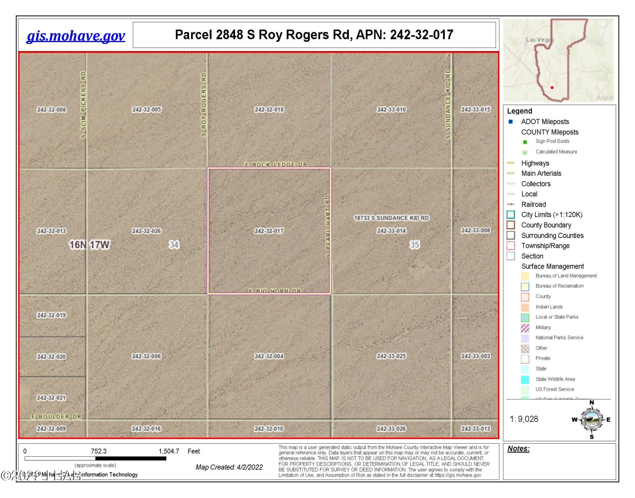 2848 South Roy Rogers Road Yucca, AZ 86438 - Photo 6 of 24 272-32-017 closeup map photo