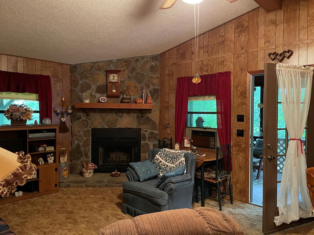 823 Crisp Road Murphy, NC 28906 - Photo 3 of 17 a living room with furniture a flat screen tv and a fireplace