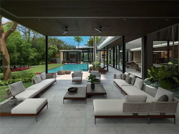 a outdoor space with patio the couches and a table
