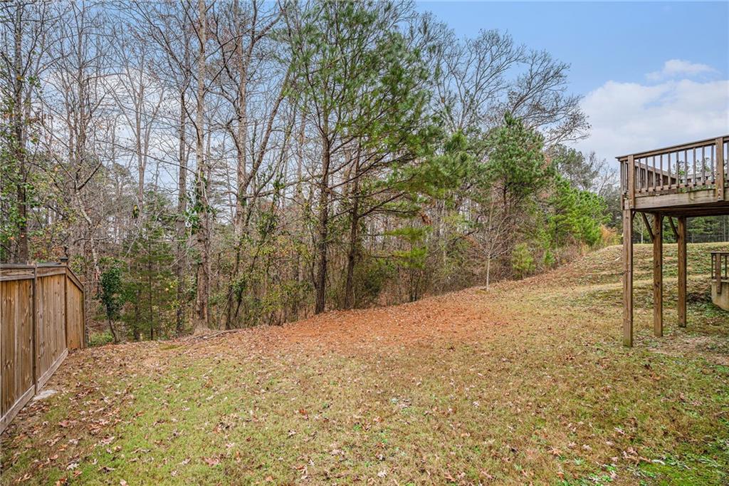 2428 Hanover Woods Road Lithonia, GA 30058 - Photo 25 of 26 a backyard of a house with trees