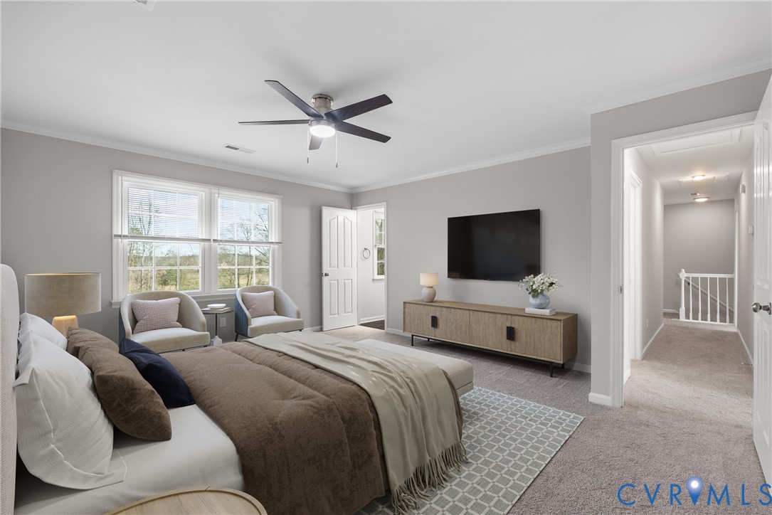 842 Hardtimes Road Farmville, VA 23901 - Photo 27 of 50 Carpeted bedroom with crown molding and a ceiling
