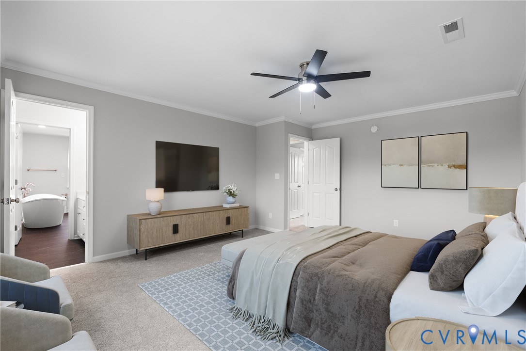 842 Hardtimes Road Farmville, VA 23901 - Photo 29 of 50 Carpeted bedroom featuring ornamental molding, a c