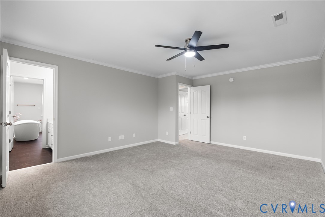 842 Hardtimes Road Farmville, VA 23901 - Photo 30 of 50 Unfurnished bedroom with carpet, crown molding, a