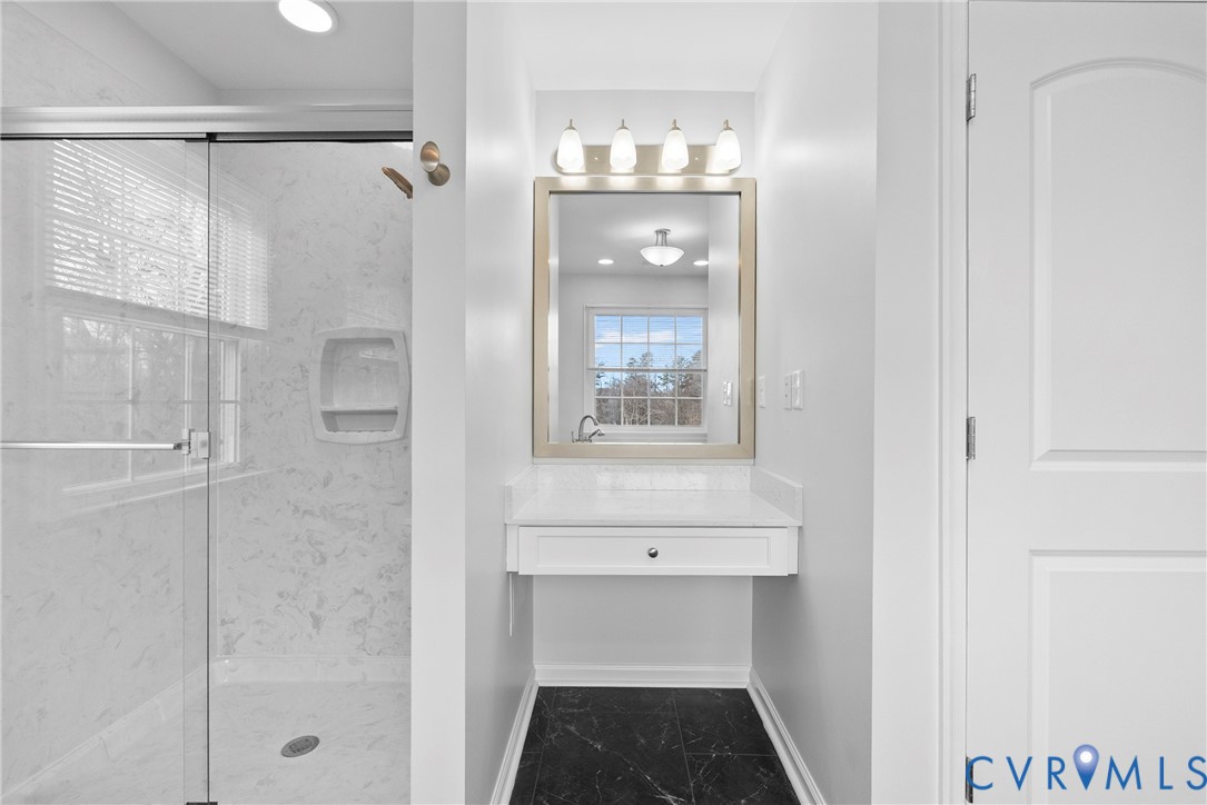 842 Hardtimes Road Farmville, VA 23901 - Photo 33 of 50 Bathroom featuring dark marble finish floors, a ma