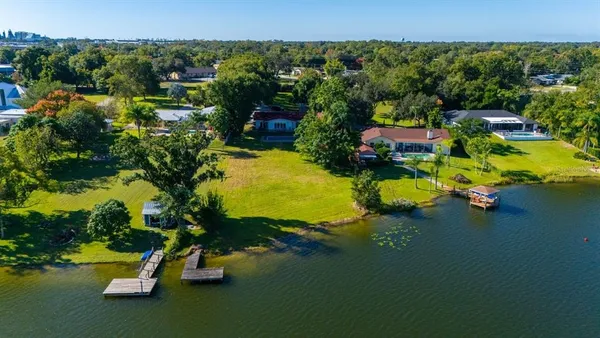 a view of a lake with houses