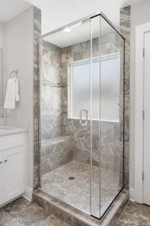 a bathroom with a shower